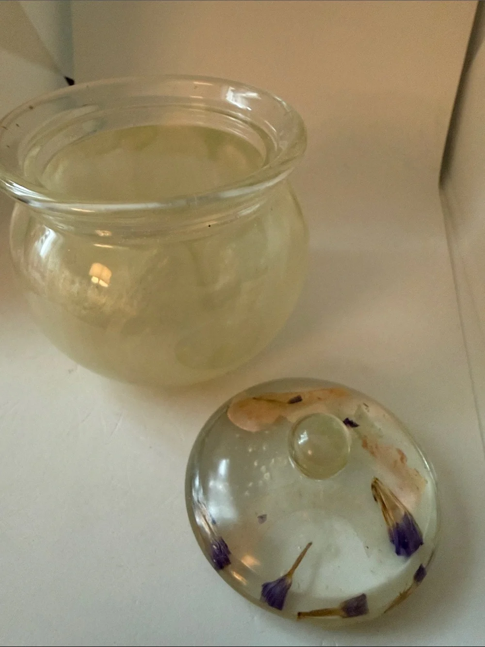 Iridescent Cream Resin Jar with Lid - Decorative Home Accent